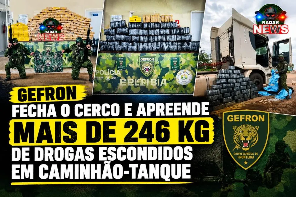 GEFRON fecha o cerco e apreende mais de 246 kg de drogas escondidos em caminhão-tanque
