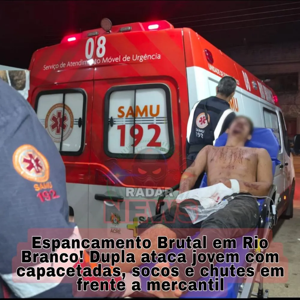 Espancamento Brutal em Rio Branco! Dupla ataca jovem com capacetadas, socos e chutes em frente a mercantil