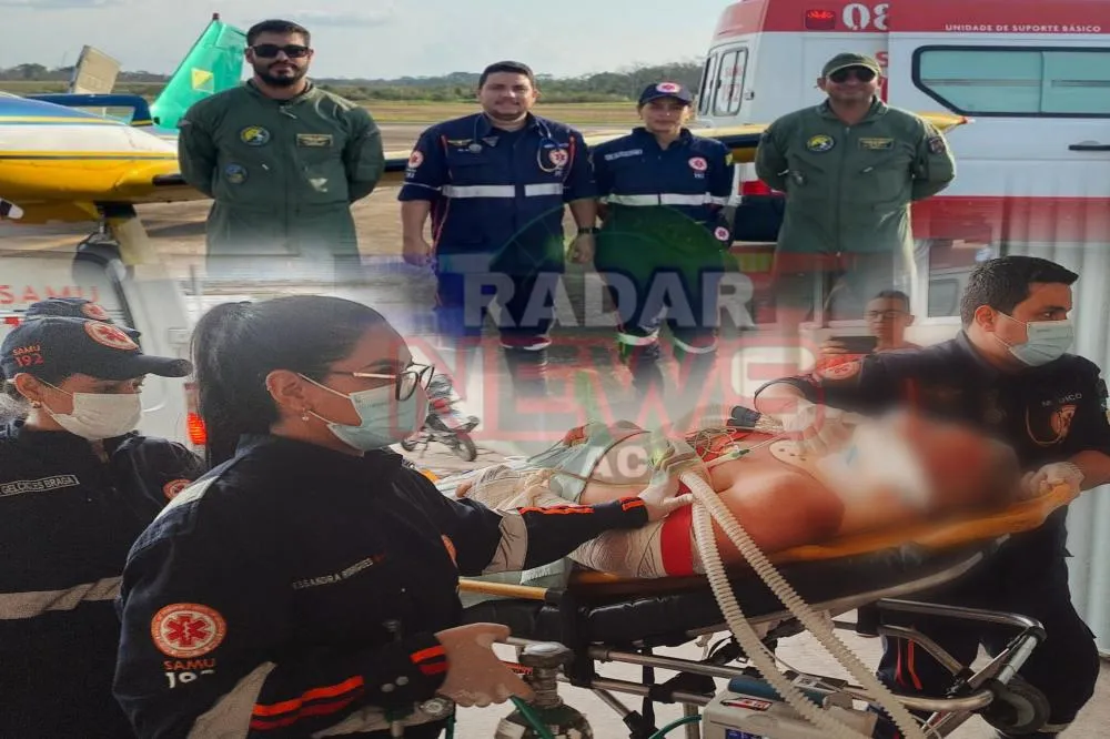 Fazendeiro fica em estado gravíssimo após cair de cavalo e é levado para o pronto-socorro pela equipe do Aeromédico do SAMU.