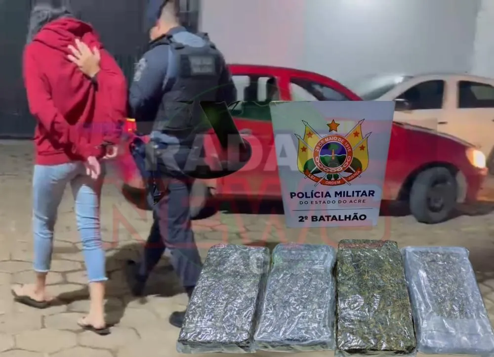 Mulher é presa pela Força Tática com 4 kg de maconha a caminho da Rodoviária Internacional de Rio Branco