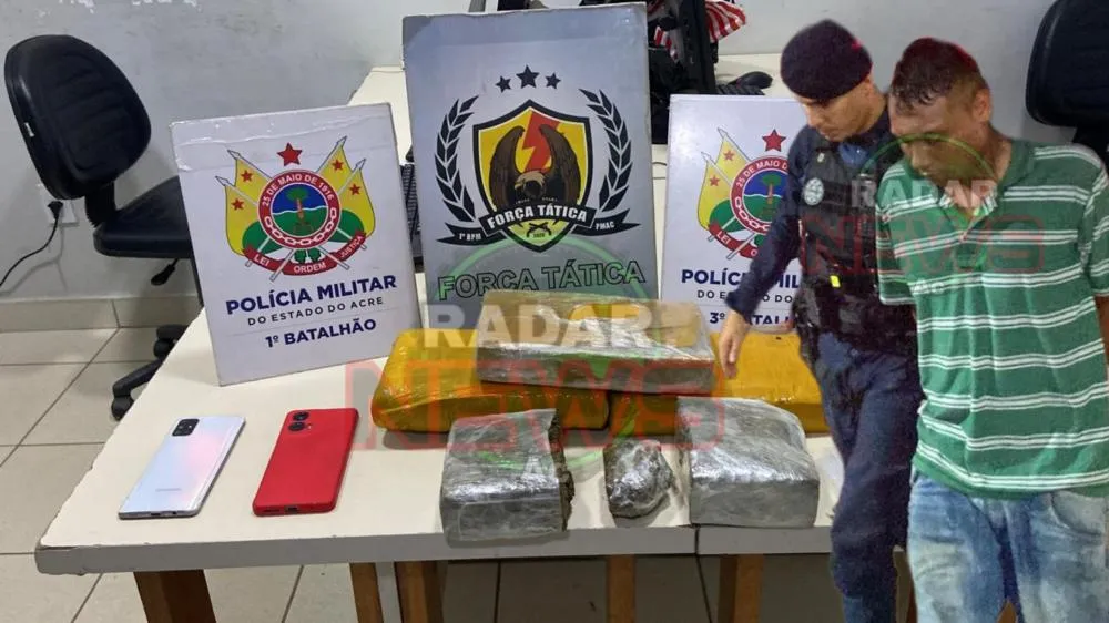 Forças Táticas do 1º e 3º Batalhão prendem dois suspeitos com mais de 4 kg de skunk na parte alta de Rio Branco