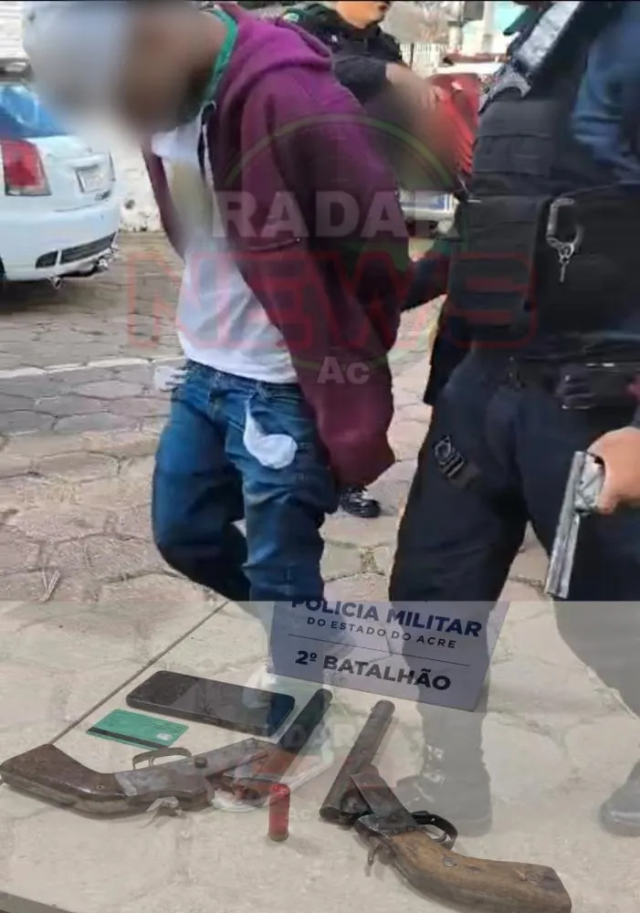 Força Tática apreende armas de fogo com “Mata Rindo” e “Capetinha” que planejavam assalto em Rio Branco