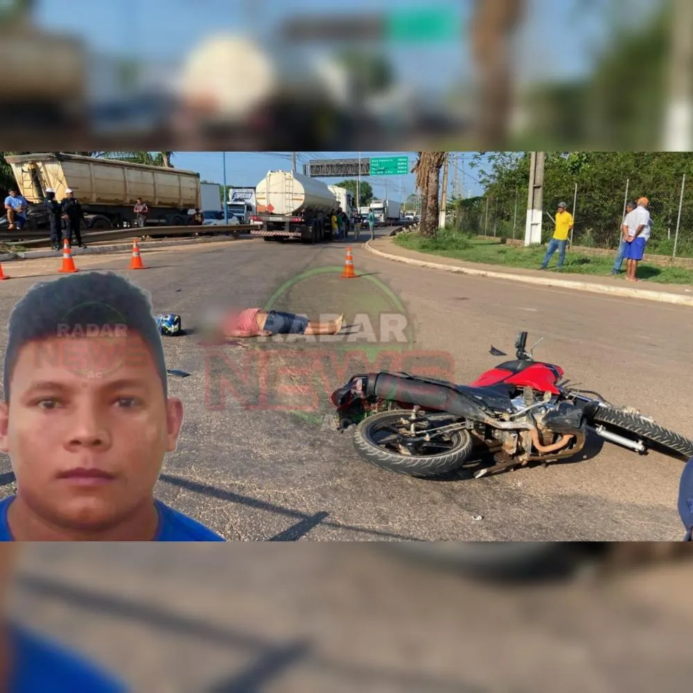 Motociclista morre após  invadir preferencial e Colidi contra carreta na BR-364 em Rio Branco 