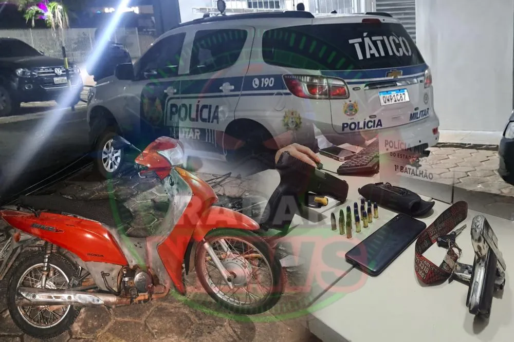FORÇA TÁTICA DO 1º BATALHÃO AGIR RÁPIDO E EVITA ATAQUE CRIMINOSO POR MEMBRO DE FACÇÃO E PRENDE HOMEM ARMADO COM DUAS PISTOLAS NA BR-364 EM RIO BRANCO