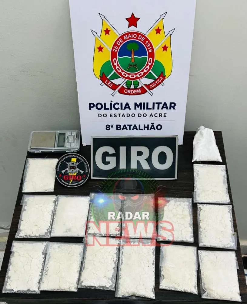 GIRO apreende cocaína e balança de precisão durante patrulhamento em Sena Madureira
