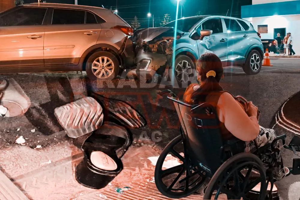 Mulher engancha sandália no acelerador de veículo e quase causa tragédia na entrada de sorveteria de Rio Branco.