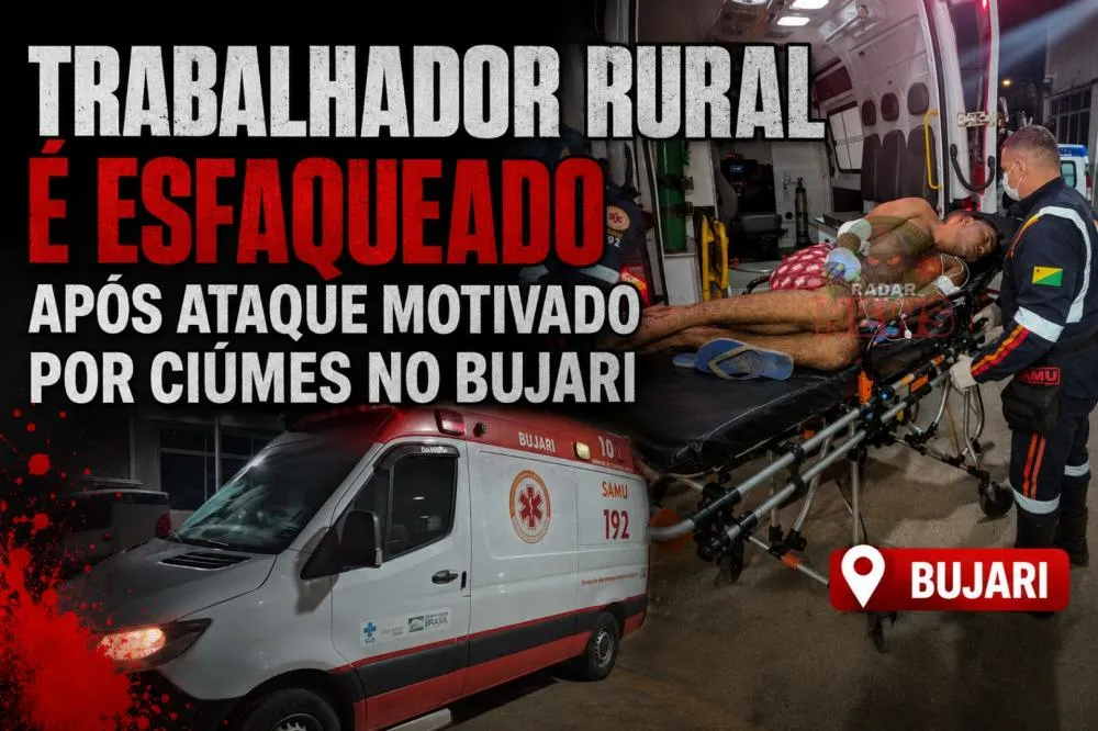 Ciúmes em fazenda termina em tentativa de homicídio; trabalhador rural é atacado a facadas e escapa por pouco da morte no Bujari