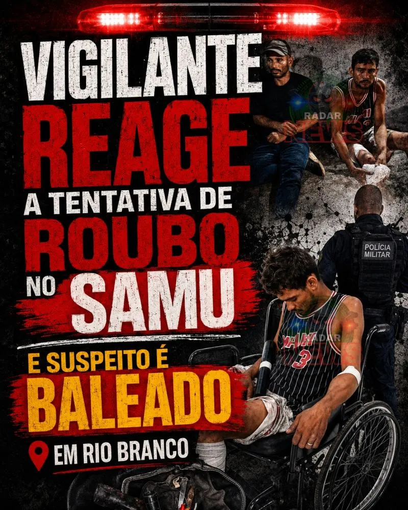 Dupla tenta roubar moto dentro do SAMU, vigilante reage a ataque e suspeito acaba baleado em Rio Branco