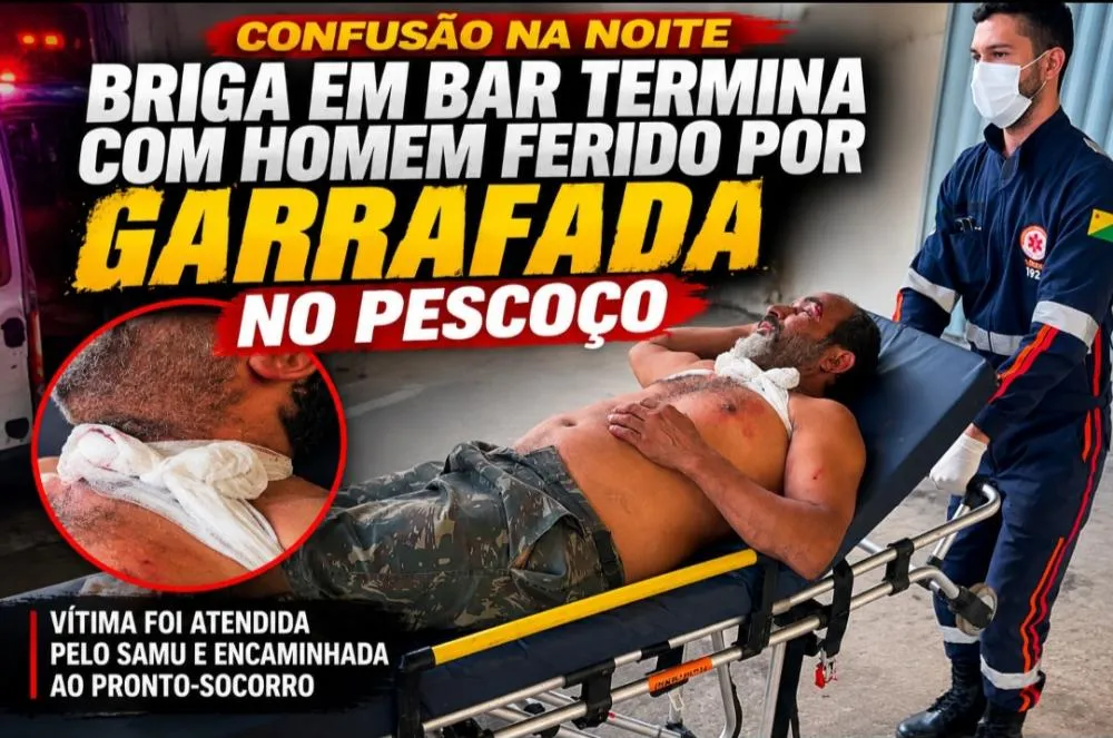 Briga em bar termina com homem ferido por garrafada no pescoço em Rio Branco