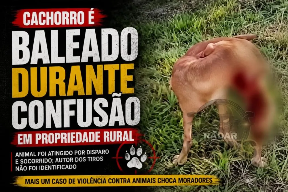 Cachorro é baleado durante confusão em propriedade rural e suspeito foge em Porto Acre